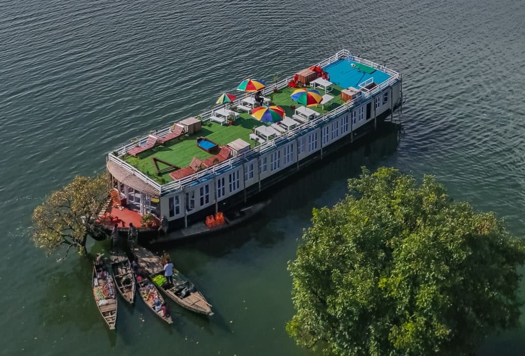 The Tangua Retreat boat aerial view